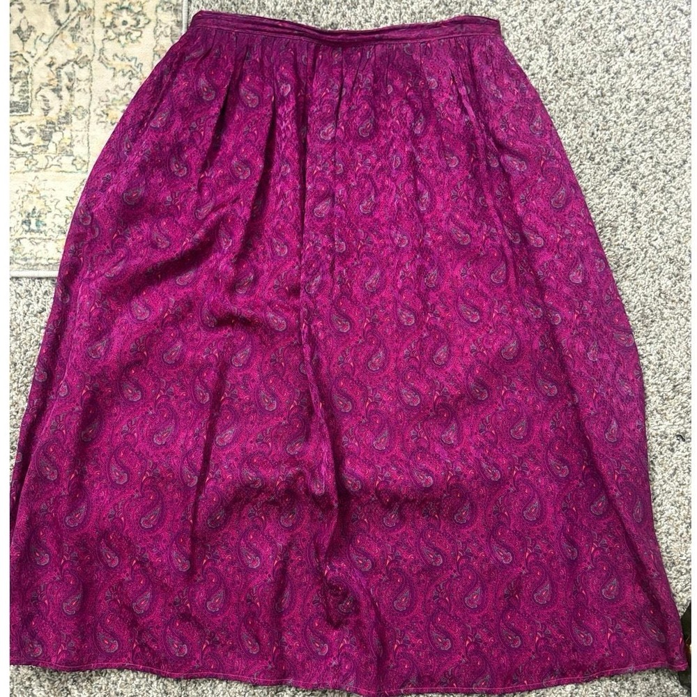 Vintage 90s Levante 100% Silk Paisley Midi Skirt Women's Size 12